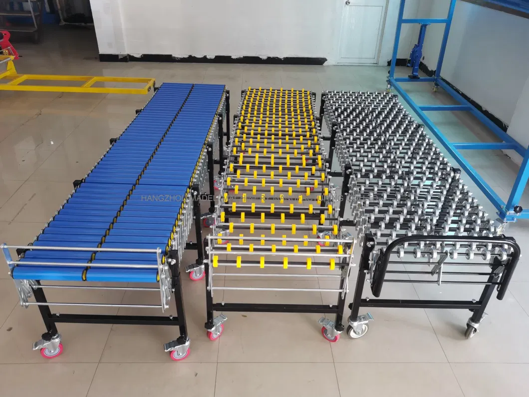 Vehicle Loading Offloading Gravity Flexible Expandable Roller Skate Wheel Conveyor